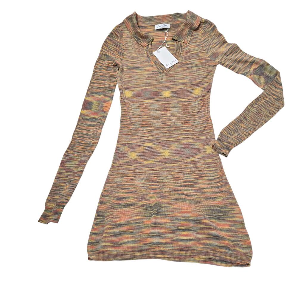 Emory Park Knit Sweater Dress Long Sleeves Size Small Multi-color